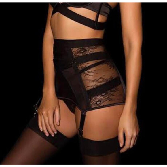 RARE🔥 Honey Birdette ASHLEIGH🖤 Black Lace Cheeky Waspie Skirt XS
